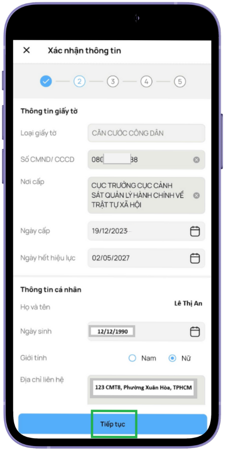 Bước 3: Khai báo các thông tin cá nhân - Hình 1